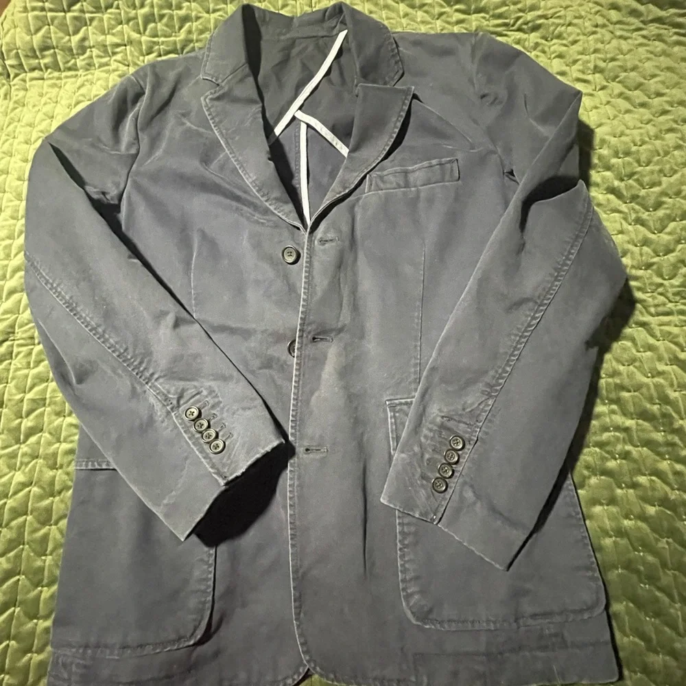 J. Crew Navy Men’s Blazer 3 Button 100% Cotton‎ Size Medium